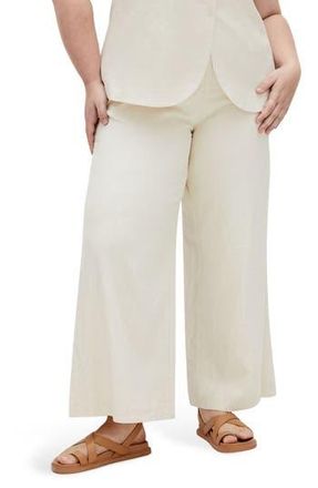 City Chic Viven Linen Blend Wide Leg Pants in Cream at Nordstrom Rack, Size 24W