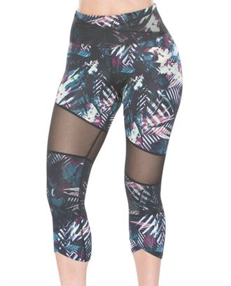 TLF Apparel Mesh Panel Brigitte Capri Leggings In Paradise