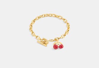 Coach Resin Cherry Signature Chain Bracelet