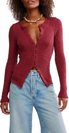 Free People Its On Rib Cardigan in Cabernet at Nordstrom, Size X-Small
