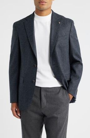 Jack Victor Midland Contemporary Fit Grey Houndstooth Wool & Cashmere Sport Coat in Blue Grey at Nordstrom Rack, Size 36 Short