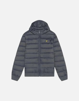 Lyle & Scott Mens Lyle & Scott Branded Gunmetal Grey Hooded Wadded Jacket - Black - Size: 40/Regular