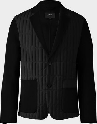 Mackage Mens John Vertical Quilted Mixed-Media Blazer