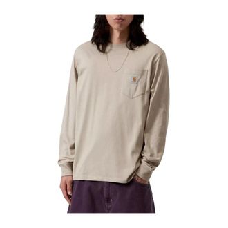 Carhartt Work in Progress L/S Pocket T-Shirt - Heren - Tops - Beige - Maat: M Katoen