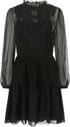 Alberta Ferretti Zwarte chiffon mini -jurk - Dames - Casual kleedjes - Zwart - M - Chiffon - Kleedjes