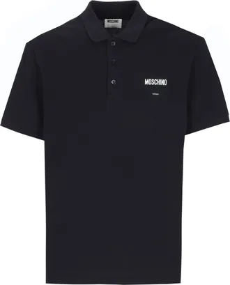 Moschino Black Classic Collar Logo Detail Cotton Polo Shirt