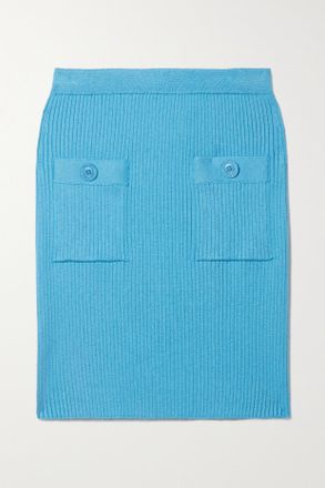 Oscar De La Renta Minigonna In Misto Seta A Coste - Blu