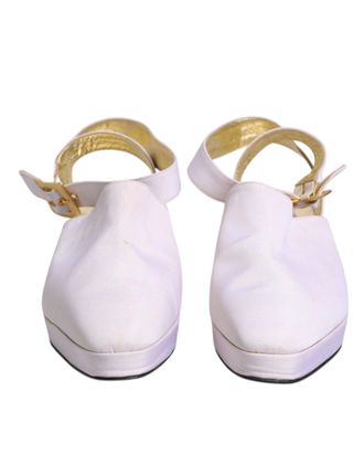 Dolce & Gabbana Off White Block Heel Slingback Sandals Womens Shoes (Pre-Owned)