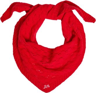 Damson Madder Pointelle Knit Head Scarf - Red - One Size