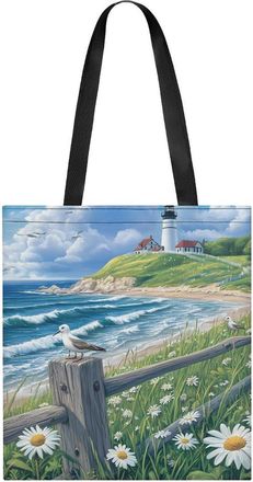 Generic Beach Seascape Lighthouse Tote Bag for Women Men Shoulder Bags Purses Pouch Handbags