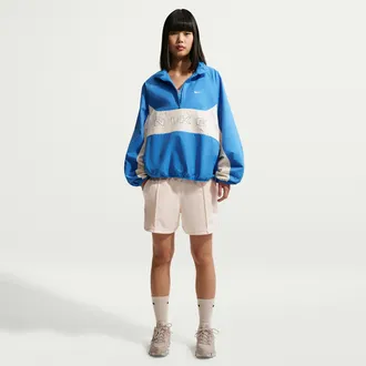 Nike Womens Nike Sportswear Mid-Rise Poly-Knit Track Shorts in White | IF0647-102