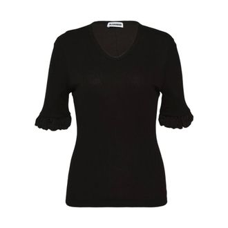 Jil Sander Truien & Vesten, Dames, Zwart, 3Xl, V-hals Gebreide Top