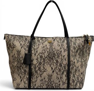 Dolce & Gabbana Beige Black Leather Tote Bag (Pre-Owned)