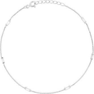 Glaze Jewelry Plated Silver Cz Anklet