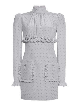Alessandra Rich Polka-Dot Mini Dress With Ruffles