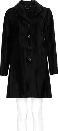 Palt&ograve; Tailored Black Coat with Classic Collar and Button Details