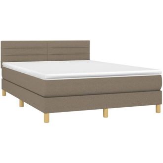 vidaXL Vidaxl - Cama Box Spring Colch&oacute;n Y Luces Led Tela Gris Taupe 140x190 Cm