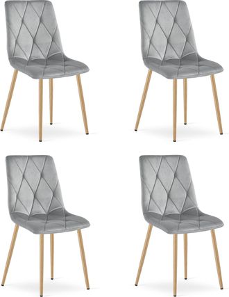 OEM Silla Libra - Terciopelo Gris Claro / Patas Color Madera X 4