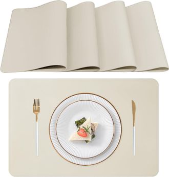 OEM Juego De 4 Manteles Individuales Lavables De Piel Sint&eacute;tica, De 43 X 30 Cm, Resistentes Al Calor Y Antideslizantes, Aptos Para Mesas De Cocina Y Comed