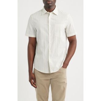 Nordstrom Cotton Blend Seersucker Button-Up Shirt in White Samuel Stripe at Nordstrom, Size Xxx-Large