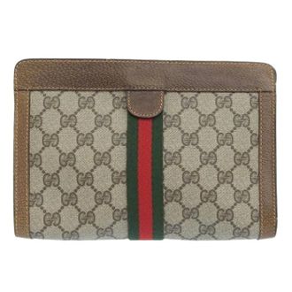 Gucci Pre-owned Clutches, female, Brown, Size: ONE SIZE Pre-owned GG Plus Clutch Bag Beige