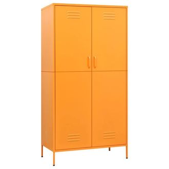 Berkfield Home Wardrobe Mustard Yellow 90x50x180 cm Steel in Tangerine | Size: 90 x 50 x 180 cm
