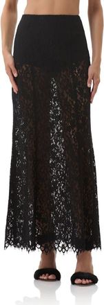 AFRM Oxford Semisheer Lace Maxi Skirt in Noir at Nordstrom, Size X-Large