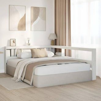 Berkfield Home Decorative Bookcase Headboard L-Shaped White 160 cm Solid Wood Pine