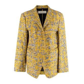 Marni Yellow/Black/Ecru Boucle Tweed Tailored Jacket Size XS