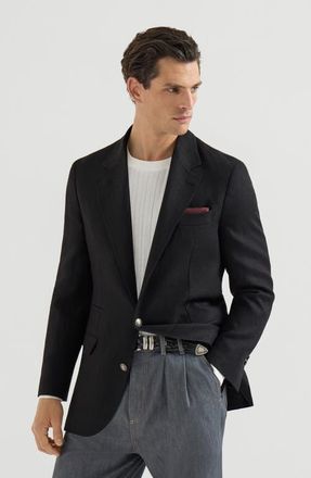 Brunello Cucinelli Hopsack deconstructed blazer in Black at Nordstrom, Size 50 It