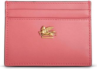 Etro Pegaso leather cardholder - women - Nylon/Calf Leather - One Size - Pink