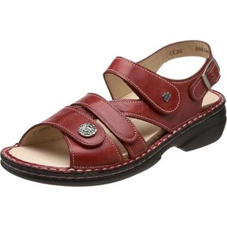 Finn Comfort Gomera Sandals Womens Red Leather Open Toe Strappy VER1603