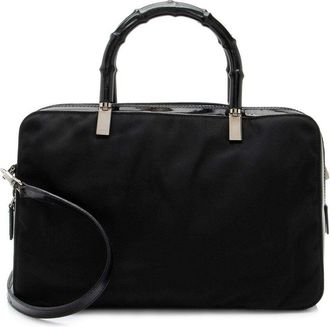 Gucci Black Nylon Bamboo Satchel (Authentic Pre-Loved)