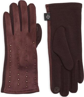 Nanette Lepore Rhinestone Knit Gloves in Brown at Nordstrom Rack