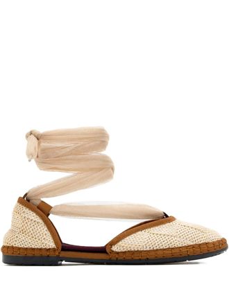 Flabelus Isabella ribbon weave espadrilles - women - Linen/Flax/Organic Cotton/Recycled Rubber - 37 - Neutrals
