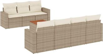 vidaXL Vidaxl - Juego De Sof&aacute;s De Jard&iacute;n Con Cojines Beige 8 Pzas Rat&aacute;n Pe