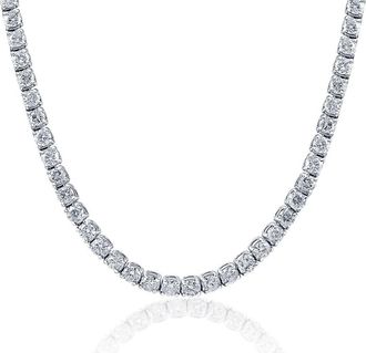 Pompeii3 33 Ct Round-Cut Diamond Tennis Necklace 14K White Gold 18