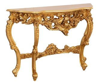 Biscottini International Biscottini - Mesa Consola De Madera Con Acabado En Pan De Oro Antiguo Fabricada En Italia