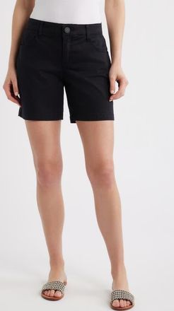 Wit & Wisdom Mid Length Stretch Twill Shorts in Black at Nordstrom, Size 16