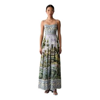 Farm Rio Maxi Jurk - Dames - Maxi kleedjes - Veelkleurig - XS - Satijn - Kleedjes