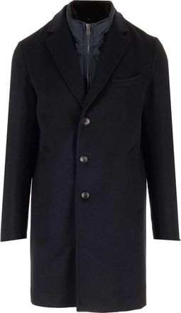 Barba Ingle-Breasted Wollen Jas Met Kasjmier - Heren - Mantel - Blauw - 2XL - Wol - Jassen