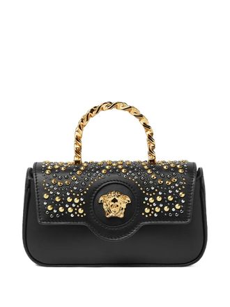 Versace mini La Medusa crystal-embellished tote bag - women - Calf Leather - One Size - Black