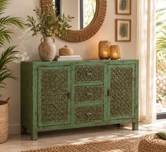 Wanderlust Deco Aparador de madera artesanal 135 x 40 x 90h cm