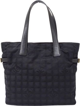 Chanel Black Nylon Handbag Tote Bag (Pre-Owned)
