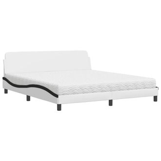 vidaXL Vidaxl - Letto Con Materasso Bianco E Nero 180x200cm Similpelle