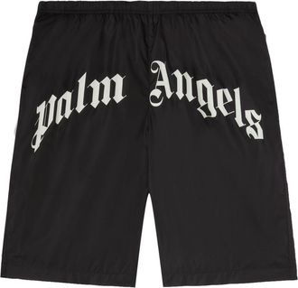 Palm Angels curved-logo swim shorts - Black