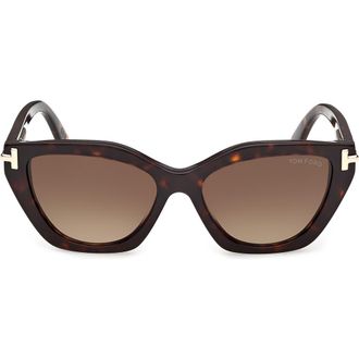 Tom Ford 55mm Butterfly Sunglasses in Dark Havana Shiny Gold /Brown at Nordstrom