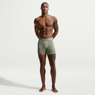Nike Mens Essential Cotton Stretch Dri-FIT Boxer Briefs (3-Pack) in Green | KE1276-333
