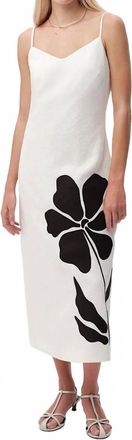 Exquise Cannon Spaghetti Strap Linen Midi Dress In White
