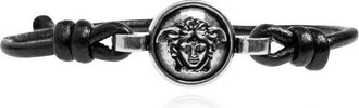 Versace Medusa Leather Bracelet - unisex - Armbanden - Zwart - ONE Size - Leer - Accessoires